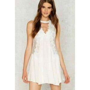 LOVERICHE Womens White Lace Cut Out Dress S